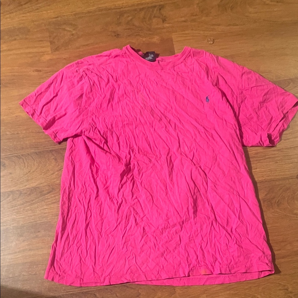 Ralph Lauren Pink Short Sleeve Tee it has a small stain but could be removed